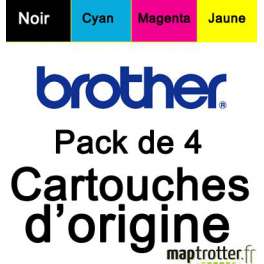  Brother - LC1220VALBP - Pack de 4 cartouches d'encre  noir, jaune, cyan, magenta d'origine - 300 pages 