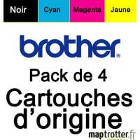  Brother - LC1100HYVALBP - Pack de 4 cartouches d'encre: noire,cyan, magenta, jaune - 900 pages noires - 750  pages couleurs  