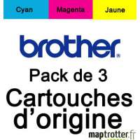  Brother - LC1000RBWBP - Pack de 3 cartouches d'encre couleur cyan,jaune,magenta d'origine - 500 pages  