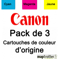  Canon - CLI - 521CMY - Pack de 3 cartouches d'encre couleur : cyan / magenta / jaune - 2934B010 / 2934B007 