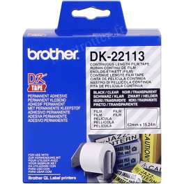 Brother - DK-22113 - Ruban transparent continu support film adhésif de 30 m et largeur 62 mm