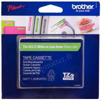 Brother - TZE-MQG35 - Ruban - 12 mm Blanc/ Vert citron mat 