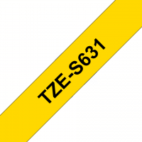 Brother - TZE-S631 - Etiquettes - Noir sur Jaune - 12 mm - Rouleau (1,2  cm x 8 m) - laminé adhésif