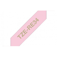 Brother - TZE-RE34 - Tape/TZERE34 12MM GOLD ON PINK RIBBON