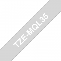 Brother - TZE-MQL35 - Etiquettes - Blanc sur  Gris Clair mat - Rouleau (1,2 cm x 5 m) - métallique laminé